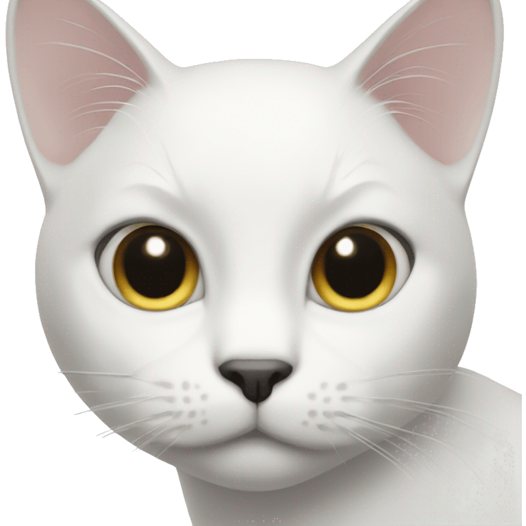 A White cat With black spot on the forehead  emoji