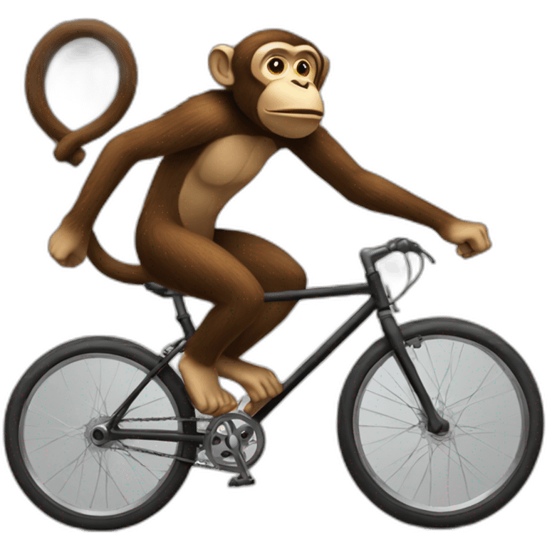 Monkey running towards with bicycle crank in hand emoji