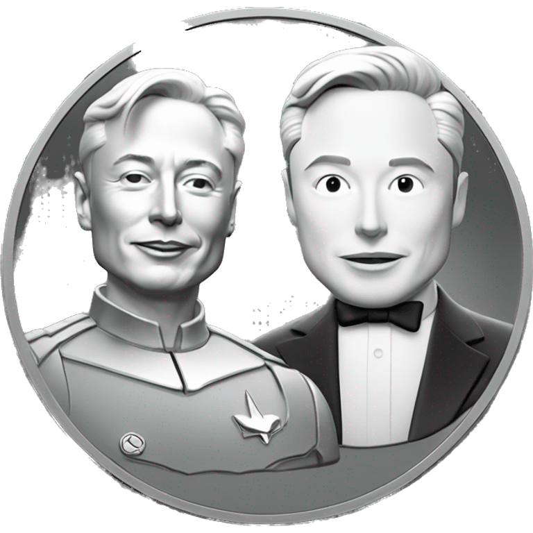 Silver coin with Elon musk on it emoji