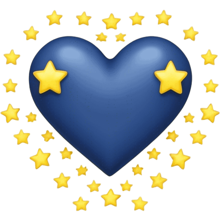 Dark blue heart with light yellow stars around  emoji