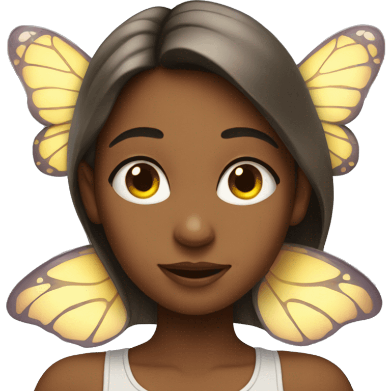 A girl flying with butterfly wings and both hands on her eyes emoji