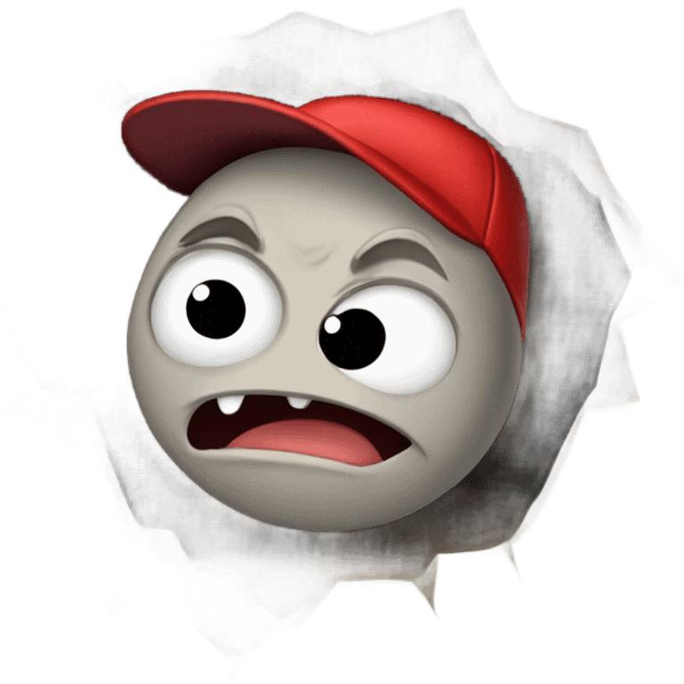 a crying bat in a cave wearing a red cap emoji