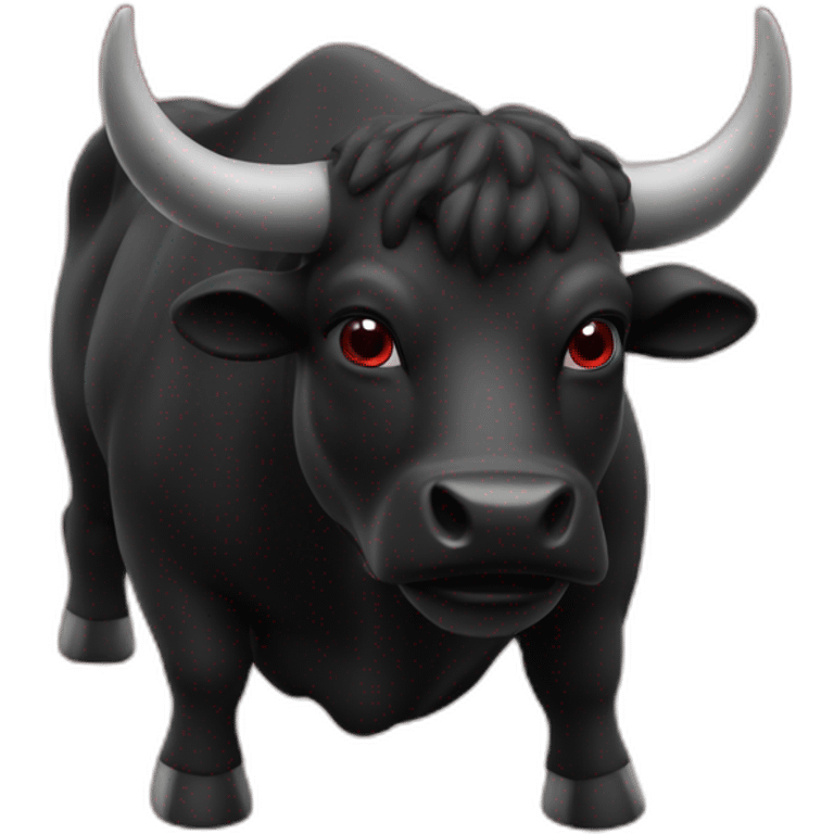 black bull on red bg emoji