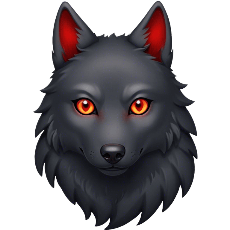 Evil scary black wolf with red eyes emoji