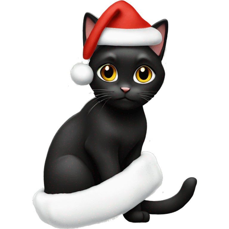 Black cat with Christmas hat ￼ emoji