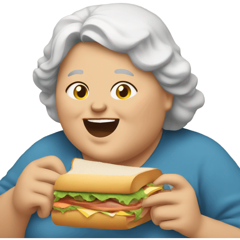 Fat old lady eating sandwich  emoji