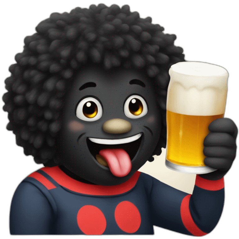 Golliwog drinking beer emoji