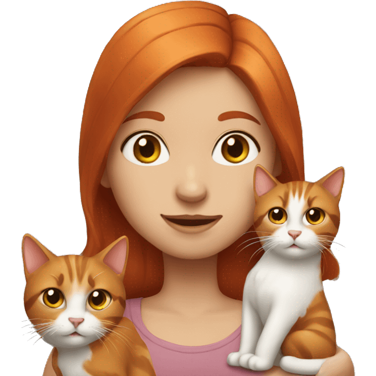 Redheaded girl with cat emoji