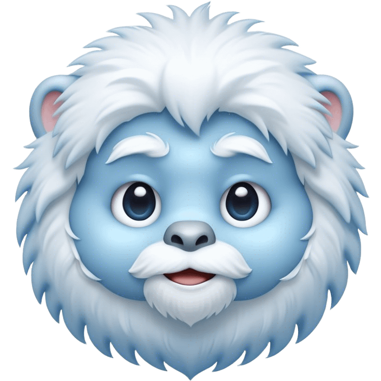 Cinematic Cute Yeti Portrait Emoji, with a charming, small, fluffy form in soft snowy whites and cool blues, featuring big, innocent eyes and a shy, gentle smile, simplified yet irresistibly endearing, highly detailed with a soft glowing outline that captures the whimsical charm of a friendly yeti ready for a cuddle! emoji