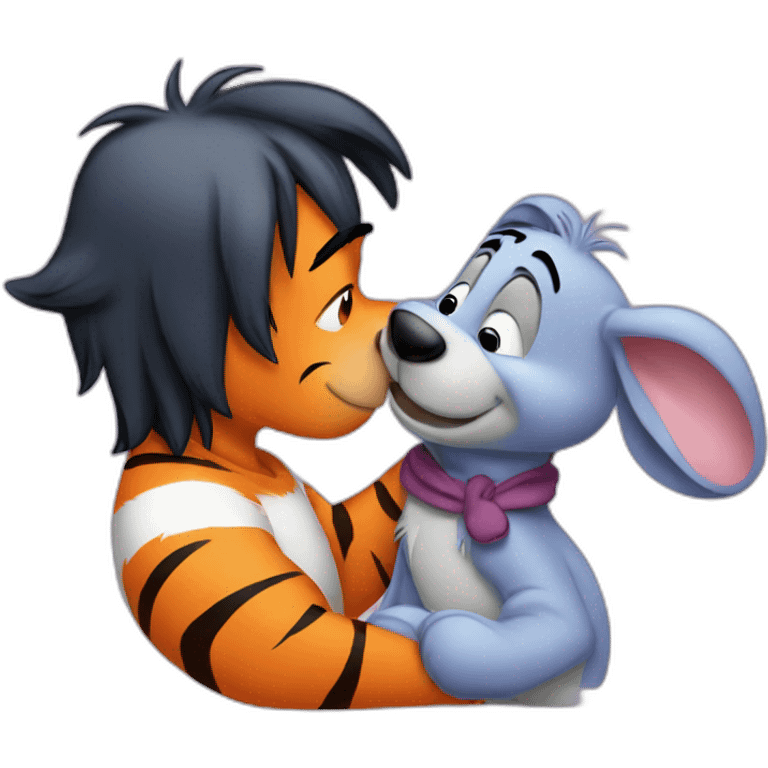 Tigger kissing Eeyore emoji