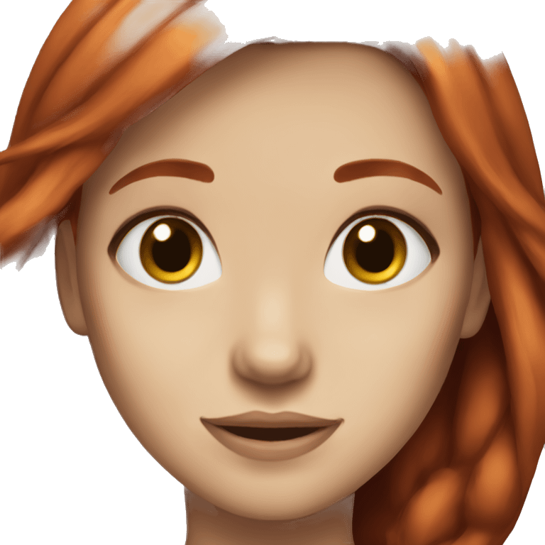 girl red hair white skin and brown eyes emoji