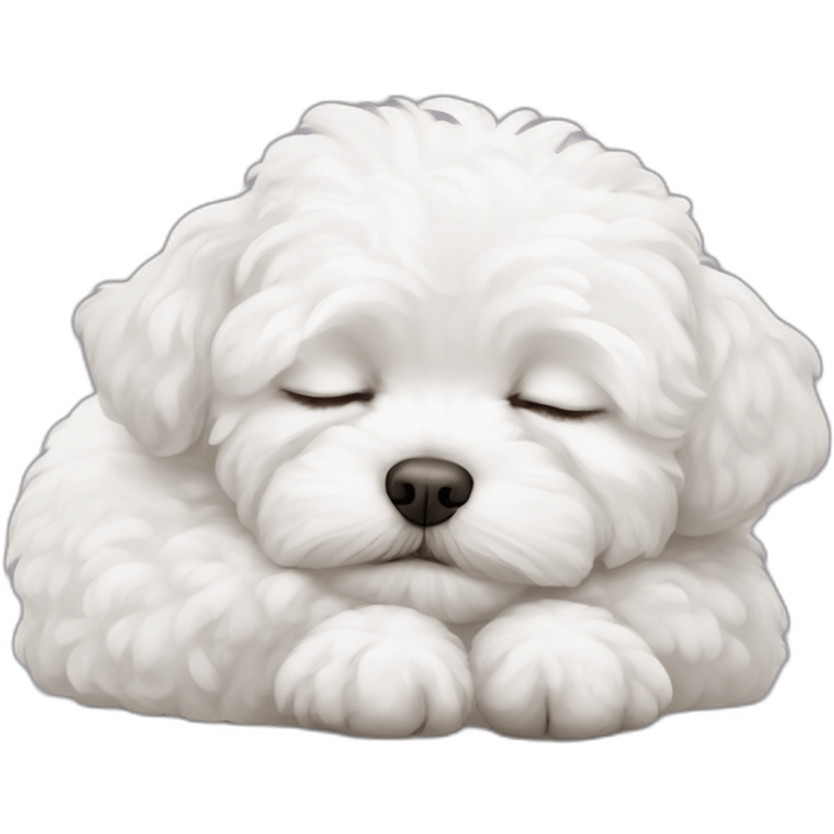 a white maltipoo sleeping Zzz emoji