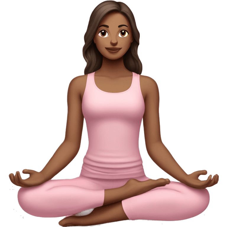 brunette yoga girl light pink clothes n emoji