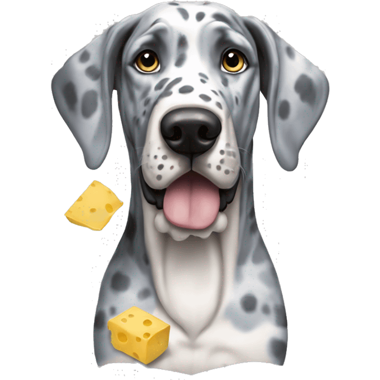 Blue Merle Great Dane dressed as butter emoji