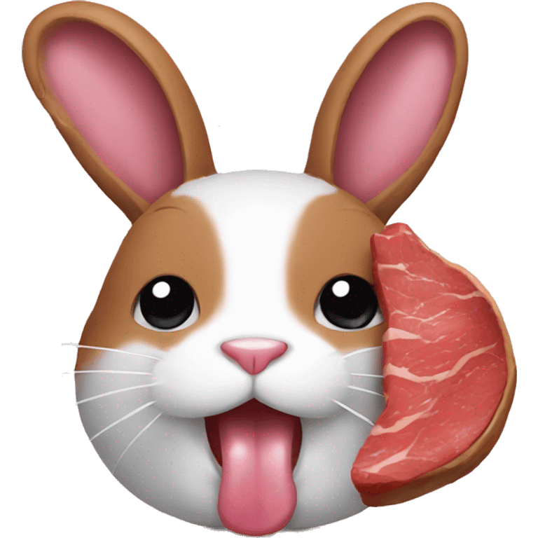 bunny wearing steak emoji