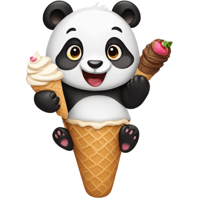 Panda eating ice cream emoji