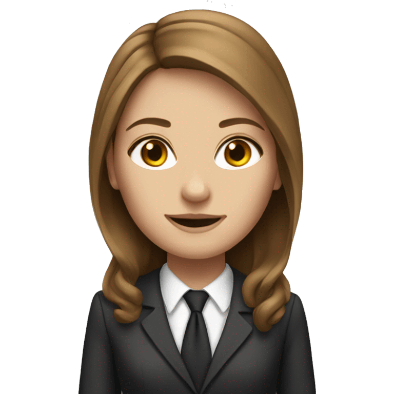 white woman with brown long hair with lawyer clothes  emoji