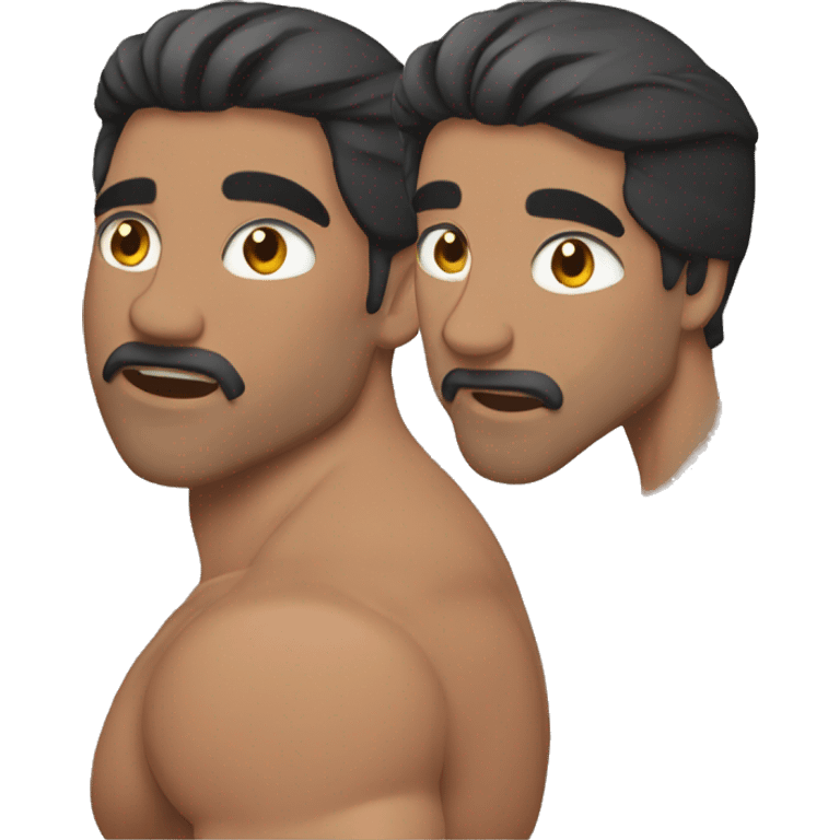 A muscular man, without beard, black hair, Pakistani origin,  emoji