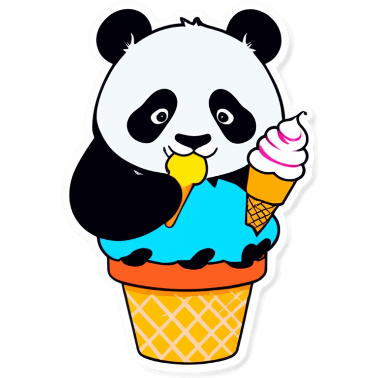 Panda eating ice cream emoji