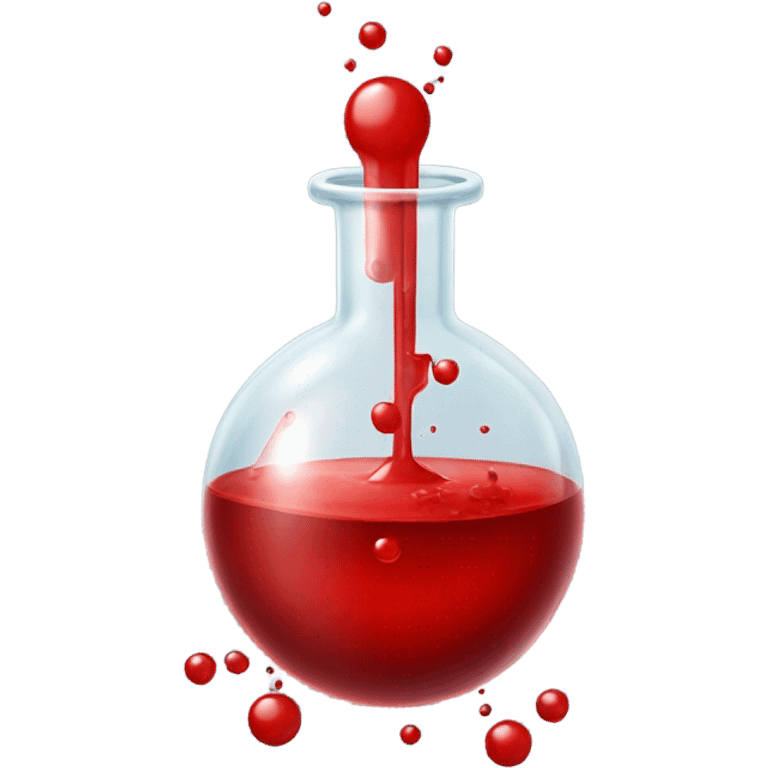 A chemical flask with blood inside and bubbles emoji