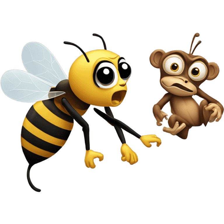 generate a bee stinging a monkey emoji