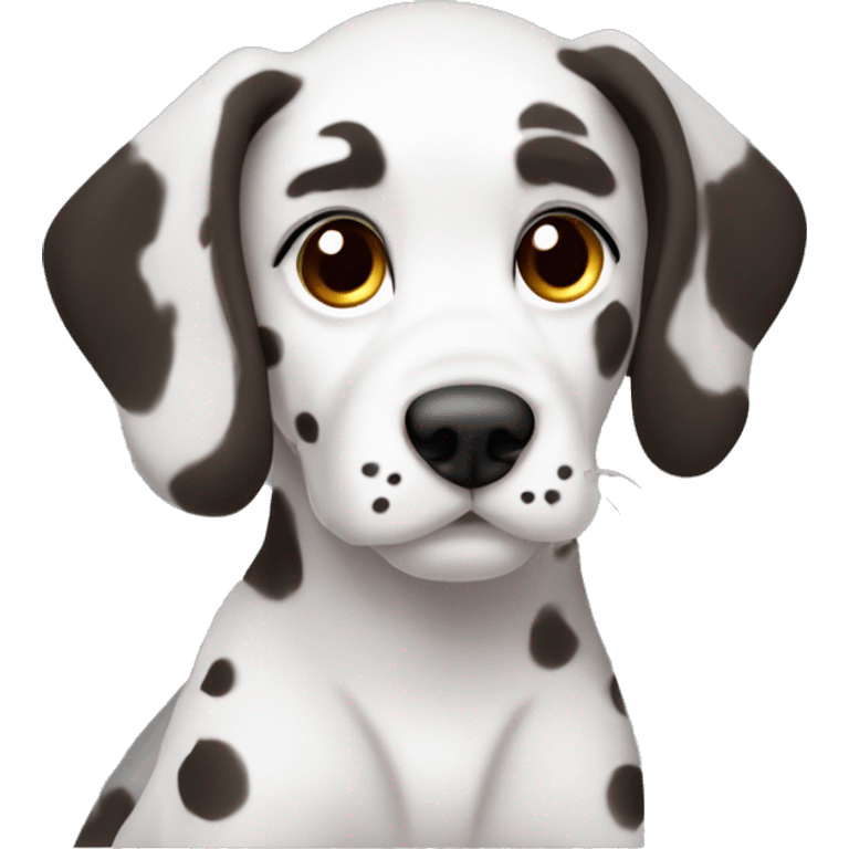 Puppy dalmation dog brown eyes without eyebrows white outline side view emoji