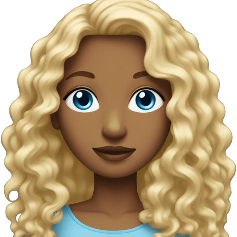 Blue eyed woman with long curly blonde hair emoji