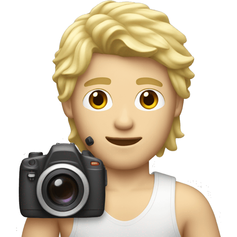 blonde guy with mullet holding a camera emoji