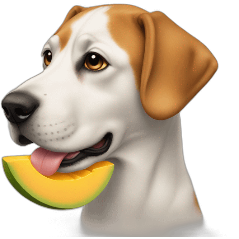 Dog liking mango emoji