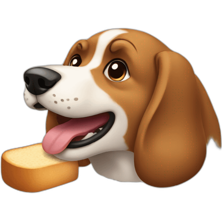 Dog eating bread emoji