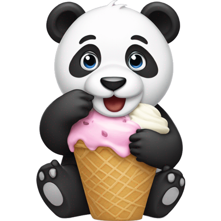 Panda eating ice cream emoji