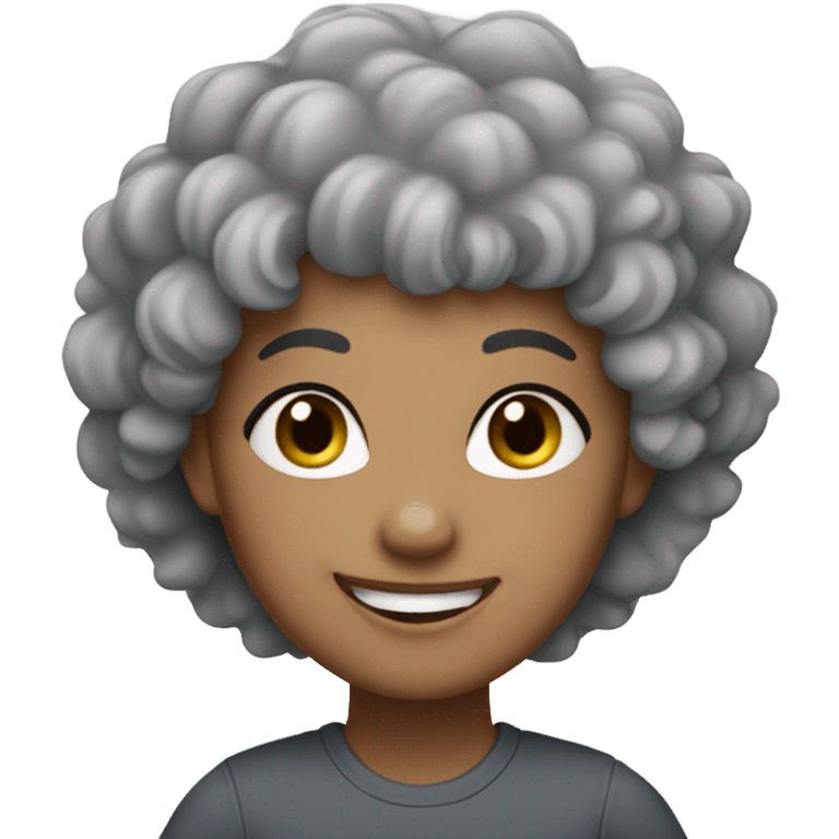 Grey curly hair girl with thumb up, lighter skin emoji