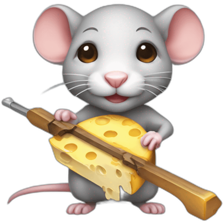 cute chibi rat with cheese and crossbow emoji