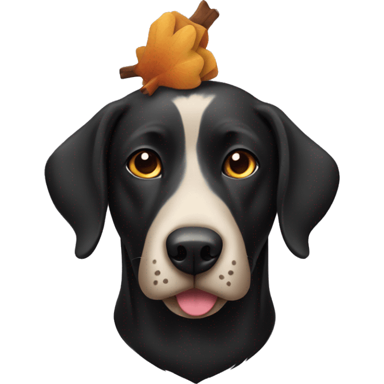 Full size Black Lab dog in a turkey costume emoji