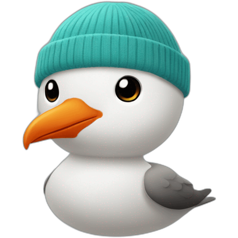 seagull in orange beanie emoji