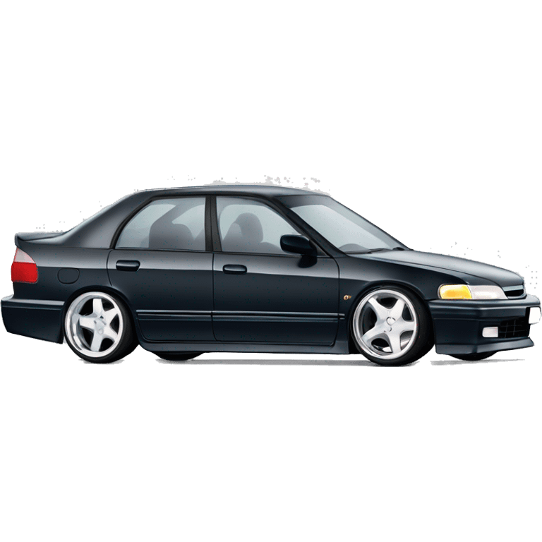 Extremely lowered 1996 Honda accord 4 door with chrome wheel and negative camber emoji