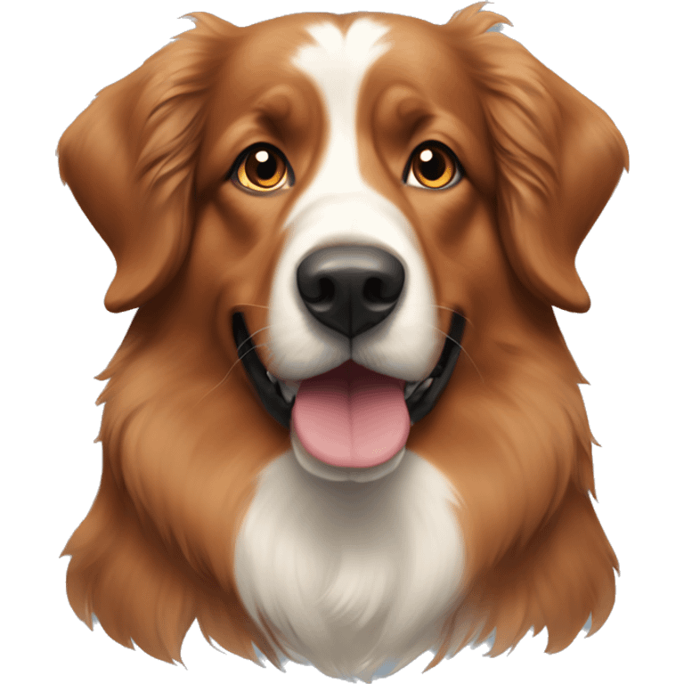 Red English shepherd dog with a long snout with blue bow  emoji