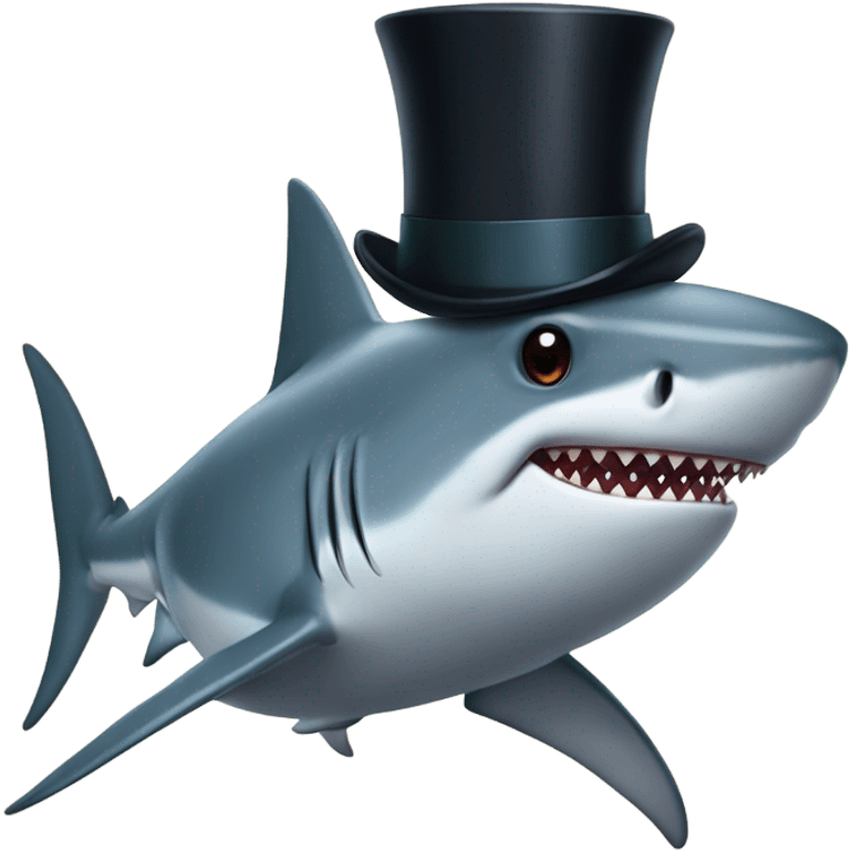 Shark with a top hat emoji