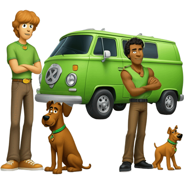 Shaggy and Scooby-Doo from “Be Cool, Scooby-Doo” and the Mystery Machine emoji