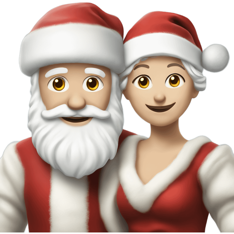 Photo Realistic pale Santa Claus and Mrs claus emoji