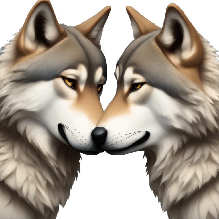 2 wolves kissing emoji