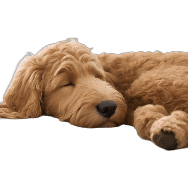 GoldenDoodle sleeping next to Indian girl emoji