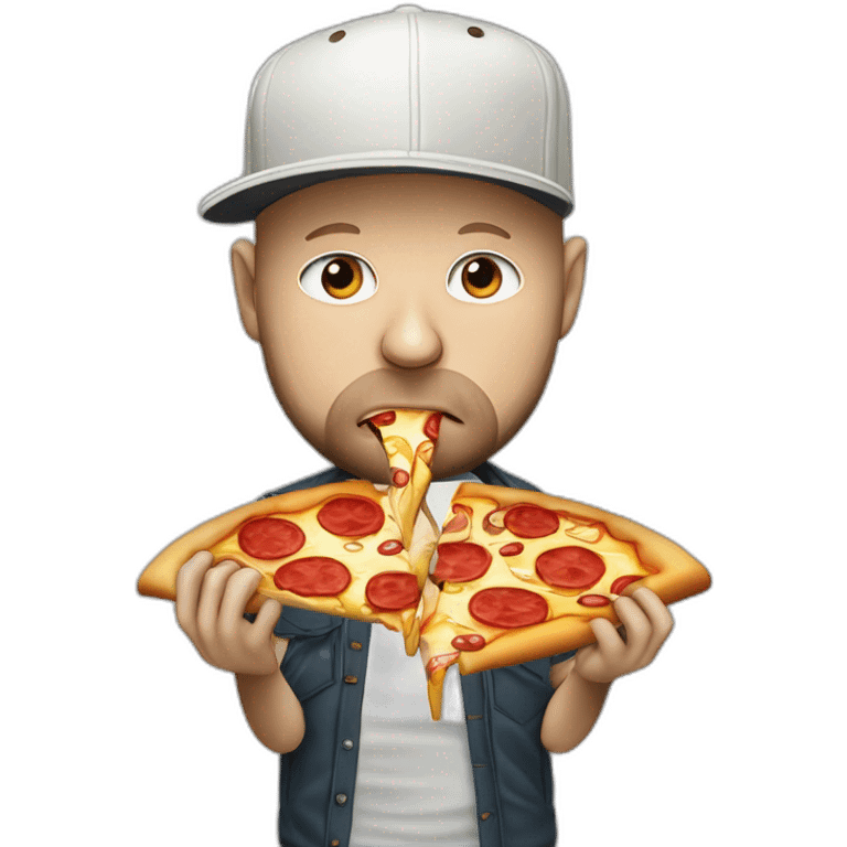 Fred Durst from Limp Bizkit eating a slice of pizza emoji