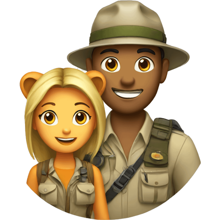 safari explorer with tiger girl emoji