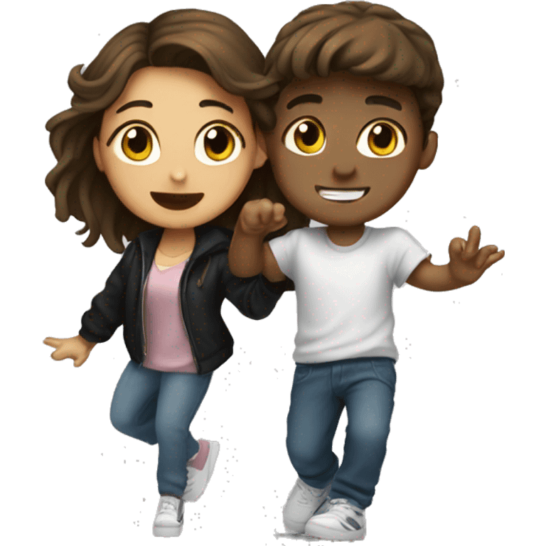 Girl with brown hair dance hip hop with one boy  emoji