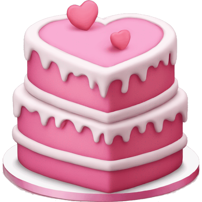 Pink heart shaped birthday cake emoji