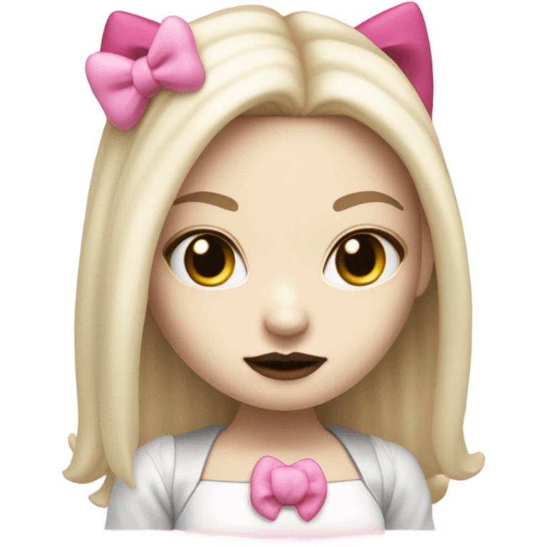 Cute pale vampire hello kitty girl split dye blonde and pink hair emoji