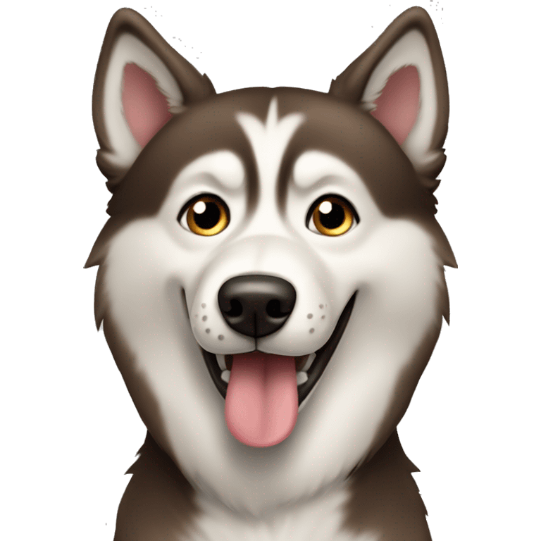 Dark-light brown husky dog with tongue out  emoji