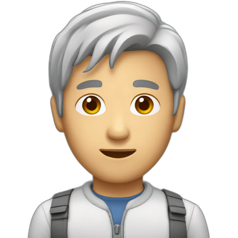 Asian Man gray hair coding emoji