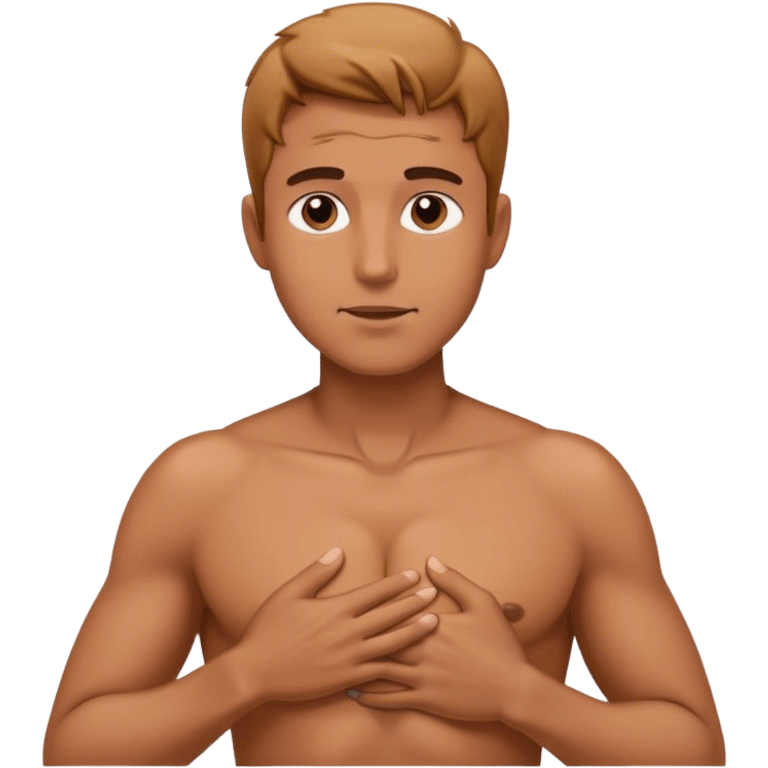 man touching his chest emoji